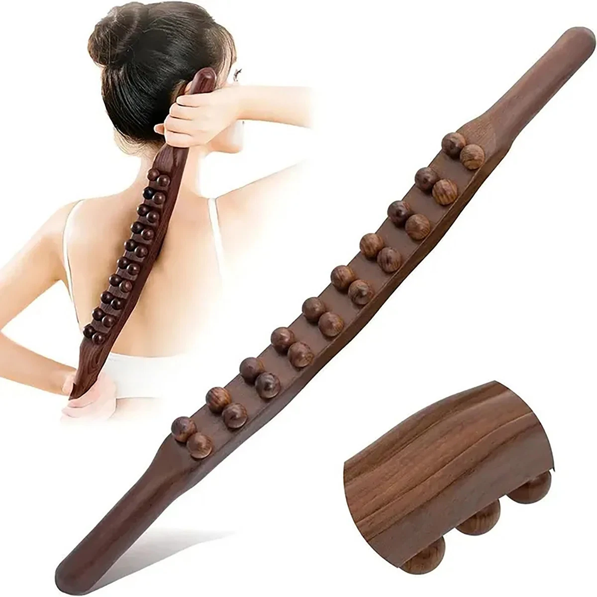 Double Wave Carbonized 20Bead Tendon Stick Massage Whole Body