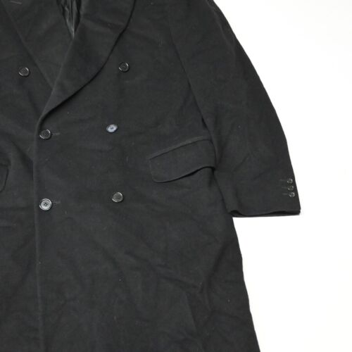 Canali 46L XL Black Italy Made Wool Cashmere Double Breasted Overcoat Trench Coa - Picture 3 of 12