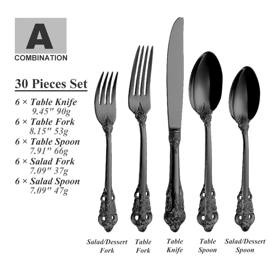 30Pieces Gold Plated Stainless Steel Cutlery Colorful Set Flatware Service eBay