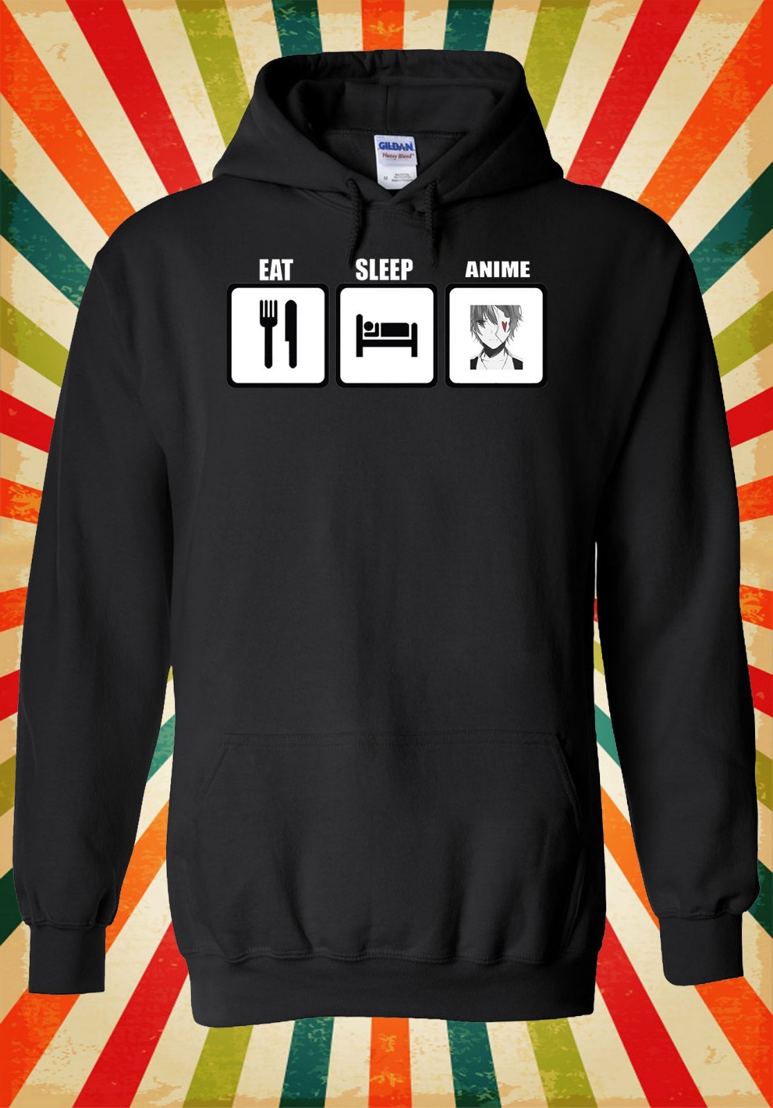 Sudadera con Capucha Eat Sleep Anime Manga Novedad Divertida Hombres Mujeres Unisex 1066