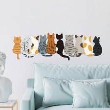 Cat Wall Decals Stickers Removable Bathroom Wall Art Decor Peel and Stick Mur...