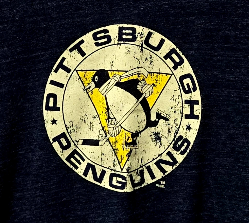 Pittsburg Penguins Heathered Black Distressed Original 1967 Logo Tee -- Men XXL - Image 2 of 4