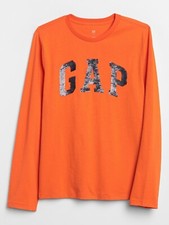 Gap Kids Sz MEDIUM Big Logo Long Sleeve T Shirt - Orange