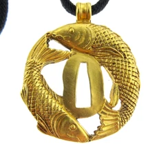 2.5" Art Institute Of Chicago AIC Multilana Pisces Koi Fish Pendant On Necklace