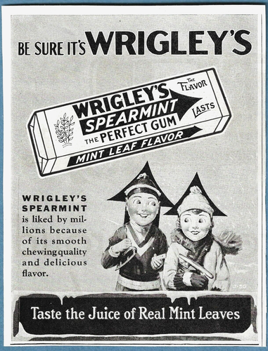 1930 WRIGLEY'S SPEARMINT GUM AD ~ Taste The Juice of Real Mint Leaves - 第 1/1 張圖片