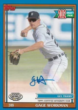 2021 Gage Workman Topps Pro Debut #PD-179 Blue Auto /150 - Tigers