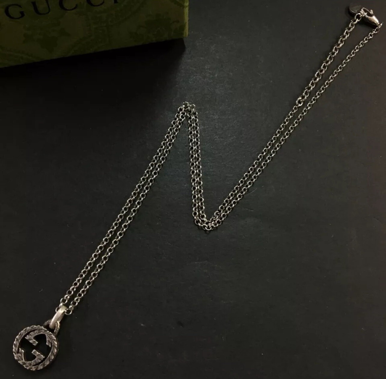 Authentic GUCCI Arabesque Interlocking G Silver 9… - image 1