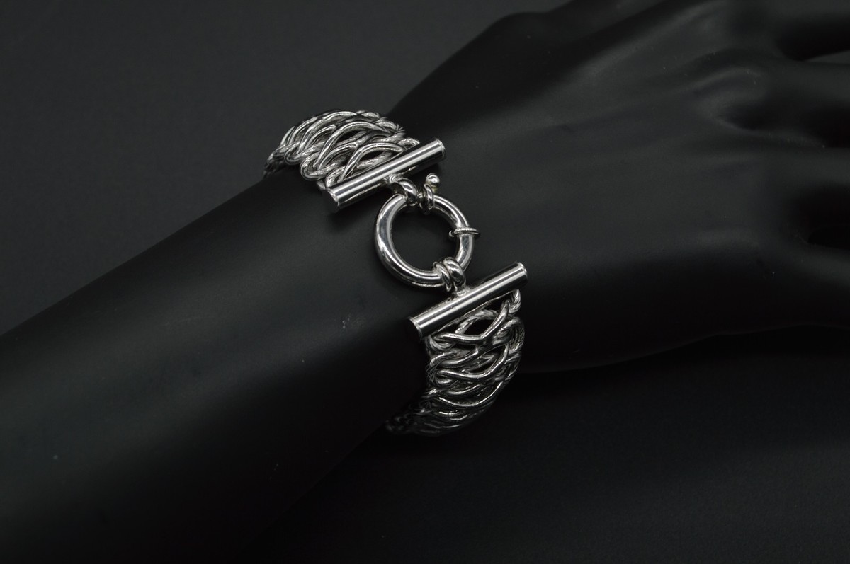 アクセサリー Vintage Italian Silver Bracelet BM26 Italian 925 Sterling Silver Multi-Chain Link Bracelet