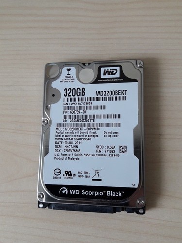 320 GB SATA Western Digital WD3200BEKT-75PVMT1 7200rpm 16MB Festplatte