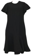 Carolina Herrera Dress Black Short Sleeved Crêpe Layered Fabric Skirt Size 8