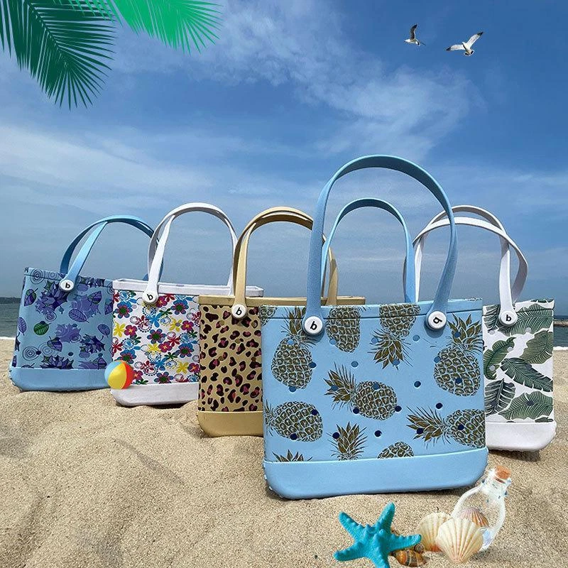 Large Rubber Beach Shoulder Tote Bag Luxury Summer Travel Outdoor  Waterproof Bag