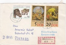 1989 East Germany registered cover sent from Meerane to Planegg