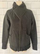 Lululemon 6 Gray Asymmetrical Zip Jacket Sweatshirt Full Zip High Neck Pockets