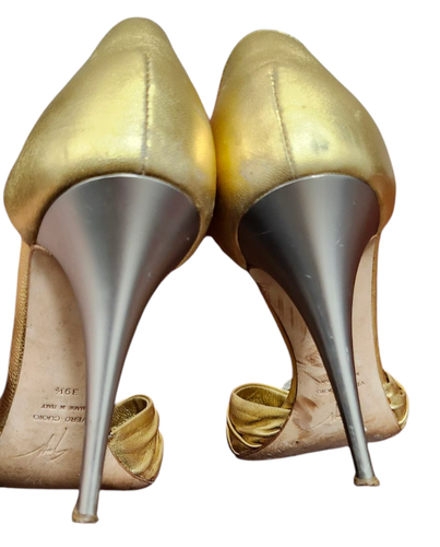 Giuseppe Zanotti Gold Peep Toe Pumps Size EU 39.5/US 9 - Picture 10 of 16