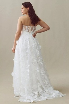 Wtoo By Watters Strapless Floral Embroidered Tulle Wedding Gown Womens 4  Corset | eBay