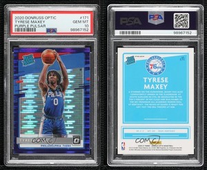 2020 Donruss Optic Target Purple Pulsar Prizm Tyrese Maxey #171 PSA 10 Rookie RC