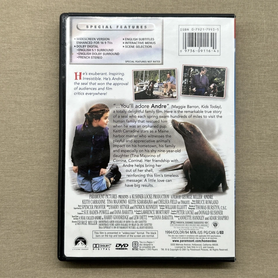 Andre (DVD WS 1994) True Story Seal Family Tina Majorino Chelsea Field + Foto 2 de 4