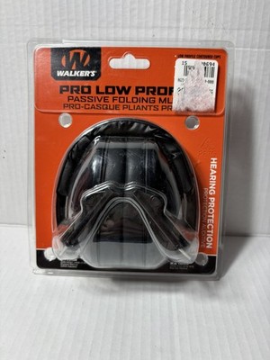 Walker's Pro Low Profile Passive Folding Muffs Black NRR 22dB