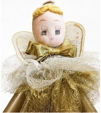 Vintage 12&rdquo; Handmade Book Page Angel Doll Gold Tulle Christmas Ornament/decor