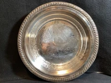 11.5” Round BOWL Silverplate Ornate Design Gadroon Scrolled  Edge