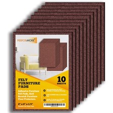 10 PCS 8x6x1/4 Inch Premium Brown Felt Furniture Pads Sticky Adhesive