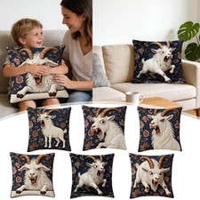 Screaming Goat Cover Funny Goat 2D Flat Printed Animal Graphic Cushion Cover