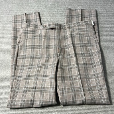 Vtg Sansabelt Jaymar-Ruby Men's Brown Plaid Tartan Unhemmed Golf