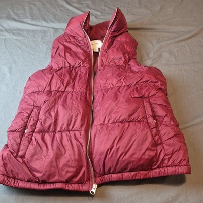 Old Navy Full Zip Puffer Vest Mens Medium Maroon Pockets