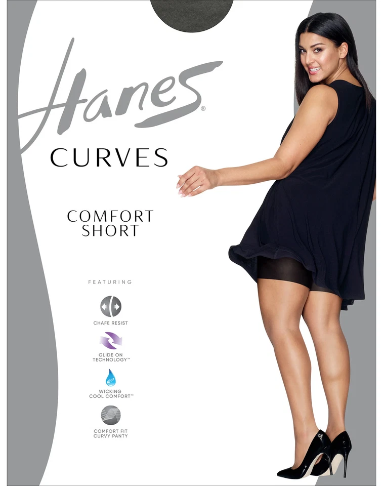 Hanes Comfort Shorts Women's Curves Wicking Cool Comfort Glide On Super-soft