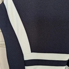 Shelby & Palmer Dress Slimming LInes Sz12 Navy Blue/White Knee Length