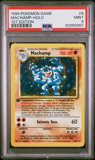 1999 1st Edition Base Set Machamp Holo 8/102 PSA 9 GTC0967 TCGG