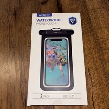 2 Pack Universal Black Waterproof Phone Pouch Up to 8.3"- IPX8