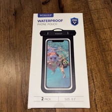 2 Pack Universal Black Waterproof Phone Pouch Up to 8.3"- IPX8