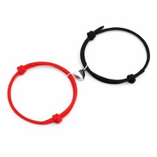 Couple Matching Love Bracelets Adjustable Red Black Cord Relationship Gift