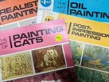 Lot Of 4 Vintage Art Instruction Books Cats Oil Painting Realistic Grumbacher