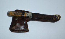 Vintage Stag Case XX Fixed Blade Knife & Hatchet Combo w/Leather Sheath