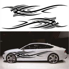 Flame Graphic Car Side Door Fender Body Decal Sticker Decor Black 2PCS Accessory