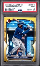 LIZANDRO RODRIGUEZ 2023 BOWMAN 1ST EDITION YELLOW FOIL SP /75 PSA 9