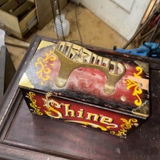 Vintage Brass  Wood Ornate Shoe Shine Box Stand Kit