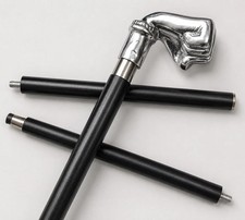 DecorativeFist Handle Walking Cane Black Silver Vintage Style Walking Stick