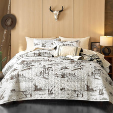 - Western Quilt Set, Rustic Ranch Life with Cowboy Southwestern Vintage Country