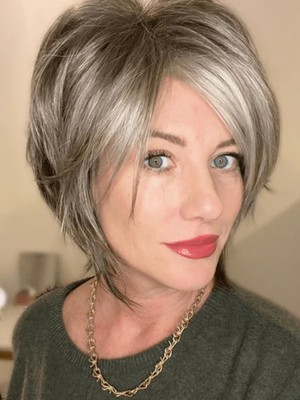 Pixie Cut Ash Silver Gray Blonde Lace Front Wigs 100% Human Hair for Women