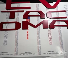 Dark Red Raised Plastic Letters Inserts fits Toyota Tacoma 2016-2023 Tailgate