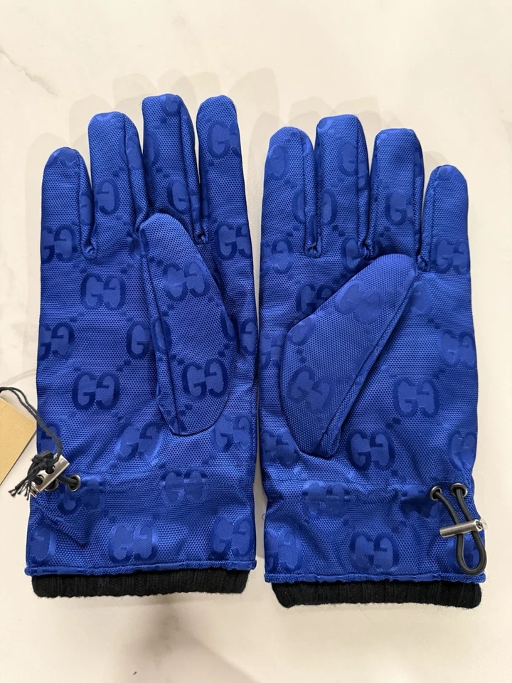 Gucci -Off the Grid Blue Nylon Gloves- Mens 8 - Image 2 of 3
