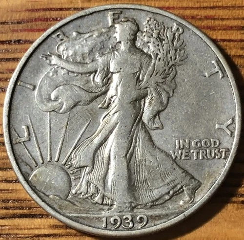 1939 D Walking Liberty Silver Half Dollar- VF Plus quality Coin - FREE SHIPPING