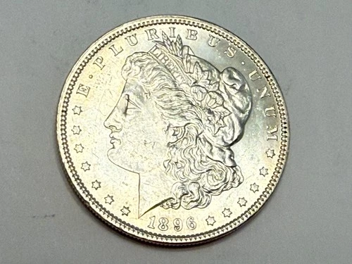 1896 Morgan U.S. silver dollar. Flashy BU. #q2