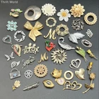 Vintage Costume Jewelry Lot of 40+ Brooches Pins Rhinestone Enamel Floral Hearts