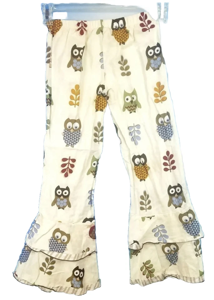 Ann Loren- sz 6-OWLS-ruffle-pants-wide Leg-cotton - Image 2 of 2