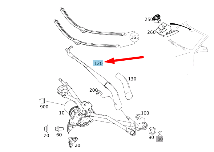 MERCEDES-BENZ GLK X204 Front Left Wiper Arm LHD A2048200944