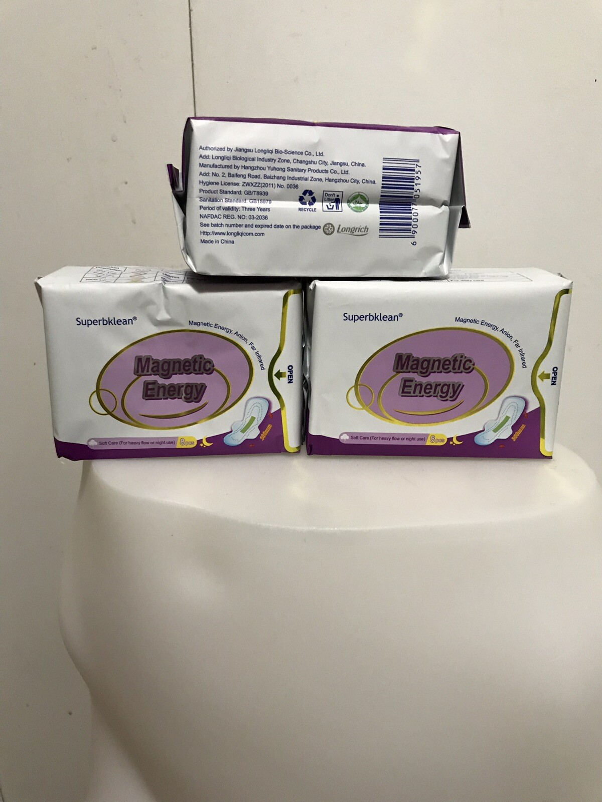 Longrich Pads Energy Ion Sanitary Napkin Night Use (3X ) 8Pcs